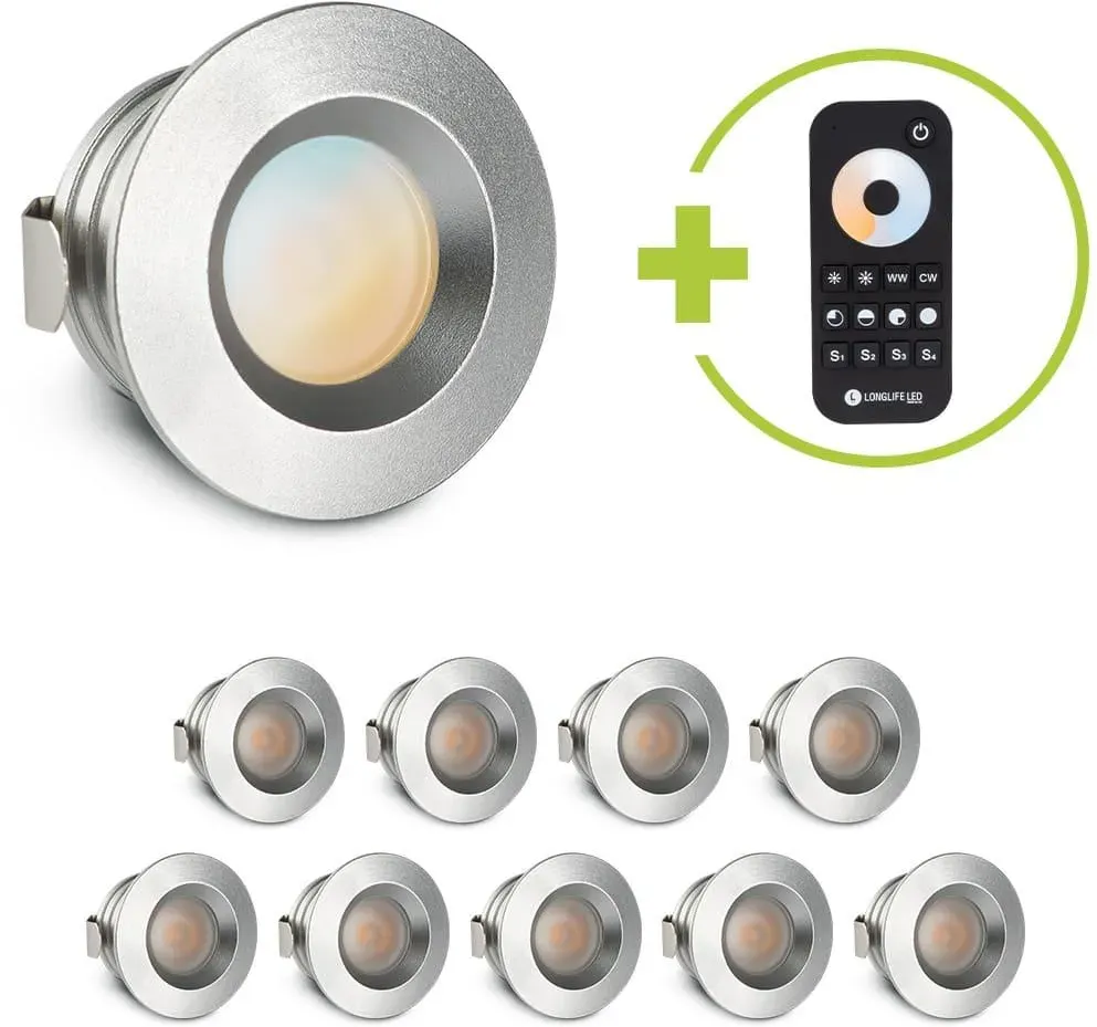 Einbaustrahler Mini flach Torino 3W CCT IP44 - Farbe: silber - Anzahl: 10x