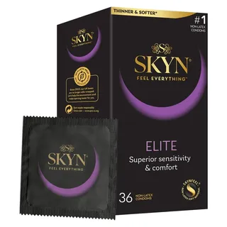 SKYN Elite SKYNFEEL Kondome – ultradünn, weich, gerade Form, Durchmesser 53 mm, 36 Stück