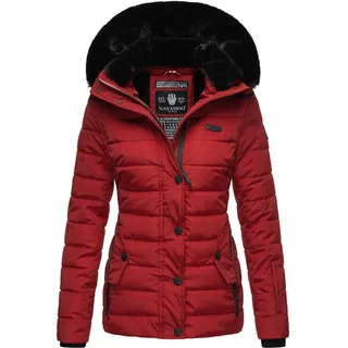 Navahoo Damen, warme Winter Steppjacke mit Abnehmbarer Kunstfell-Kapuze Milianaa Red Gr. XS - XS
