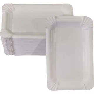 LogiPack GeRo 100 flache Pappteller weiß eckig 11 x 17 cm