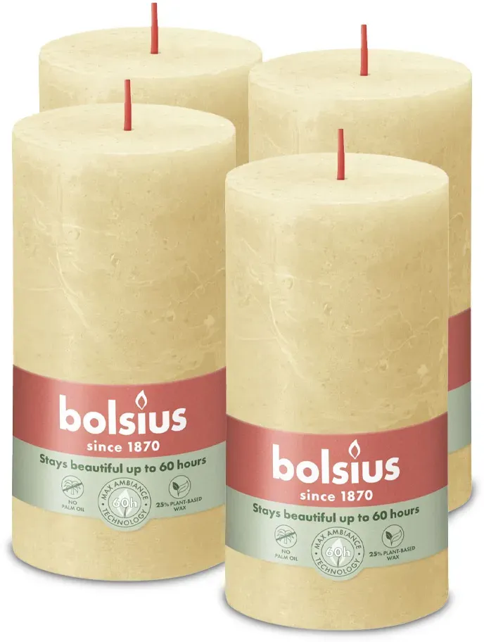 Rustik Stumpenkerzen 130/68 mm - Haferbeige (4 Stück)
