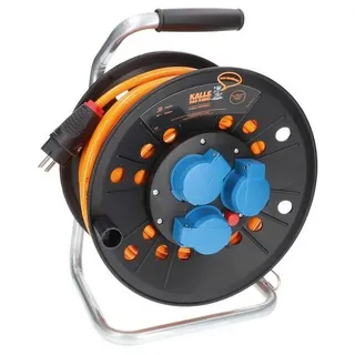 KALLE DAS KABEL KALLE Kabeltrommel Schuko 2,5mm2 Extreme Signal Orange IP44 3x Schutzkontaktsteckdose