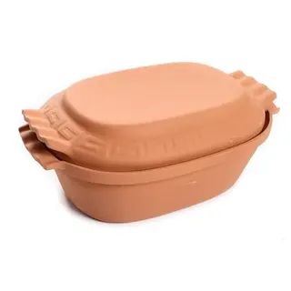 Keramiktopf Steingut Ton Topf Rund Brätertopf Dampf Garer Thermo Tontopf Terrakotta Keramik (6L)