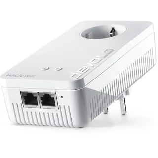 devolo Magic 2 WiFi 6 Next Erweiterungsadapter, WLAN Powerline Adapter, bis zu 3.000 Mbit/s über Wi-Fi 6, Mesh WLAN Steckdose, 2X Gigabit LAN, weiß