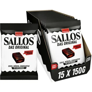 SALLOS das Original Vorrats-Pack – Lakritz-Bonbon mit Kräutern, aus natürlichem Süßholzsaft, würzige Lakritz-Kombination, vegan, im Vorrats-Pack, 15 x 150 g