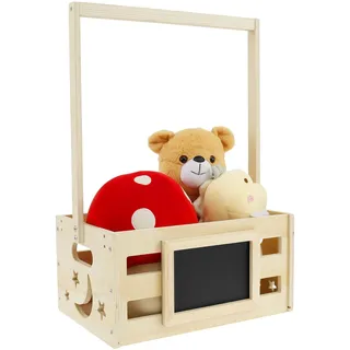 Babykorb Geschenk mit Griff Holz Babyparty Schrank mit Kleine Tafel Geschenkkiste Babyparty Multifunktional Babykorb Neugeborene für Geburtstage Babypartys Weihnachten Neue Eltern (C)