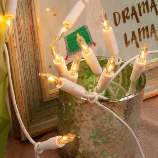 Hellum Lichterkette innen strombetrieben, mini Lichterkette 10er Birnen klare warme Lichter, beleuchtete 1,35m, Kabel weiß