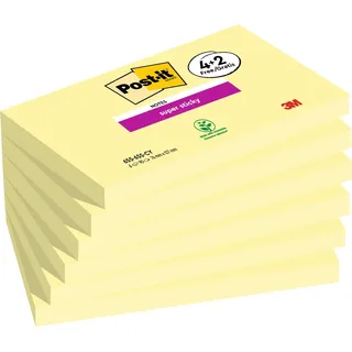 Post-it Super Sticky Notes Promotion, Kanariengelb, Packung 6 Blöcken, 90 Blatt pro Block, 76 mm x 127 mm, Farbe: Gelb - Selbstklebende Notizzettel für Notizen, To-Do-Listen und Erinnerungen