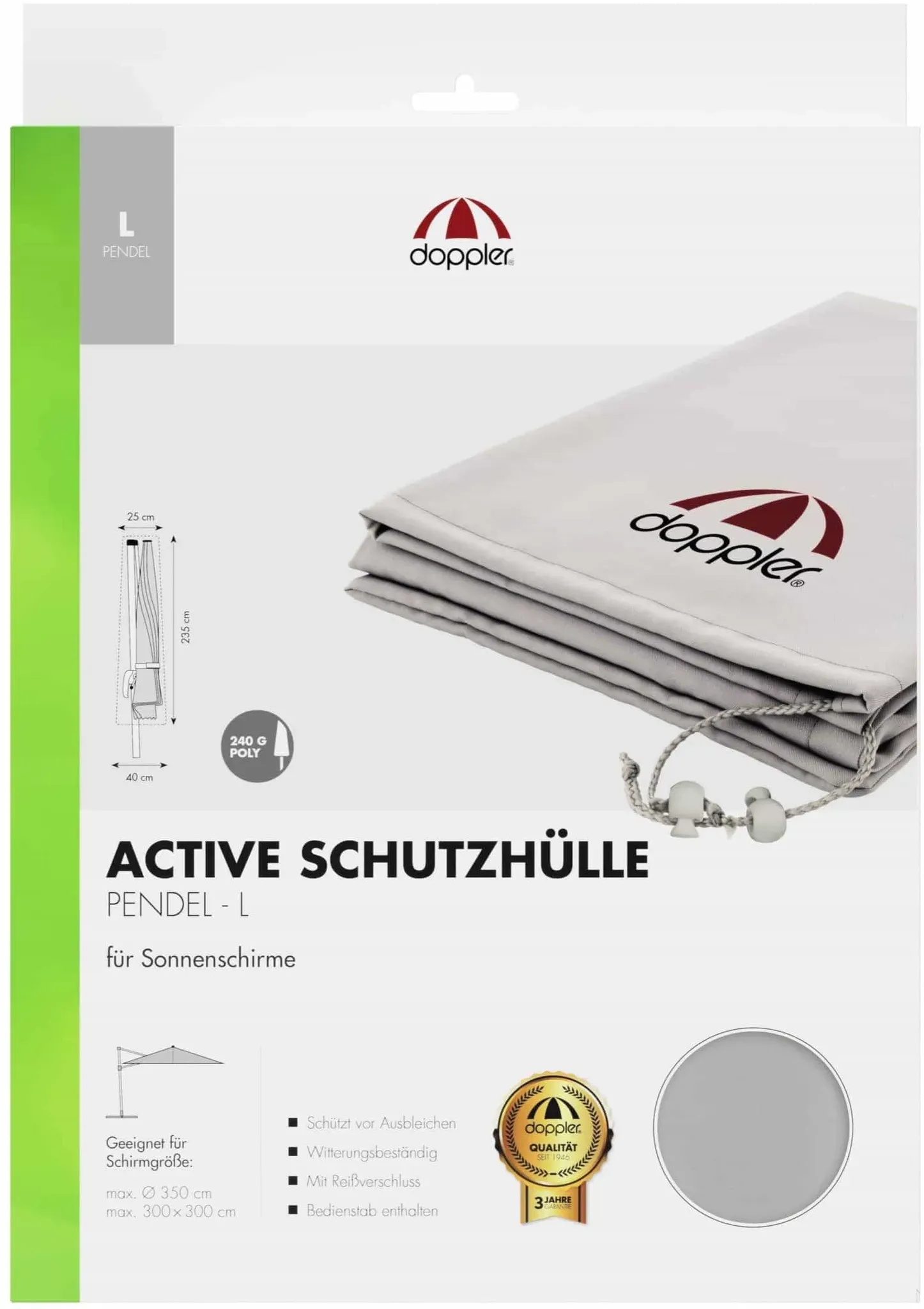 Doppler Active Schutzhülle Grau für Pendelschirme