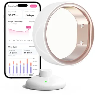 Femometer Smart Ring für Fruchtbarkeits- und Eisprungverfolgung, tragbarer Temperatur-Überwachungssensor mit App Auto-Sync, Perioden- und Schlafanalyse