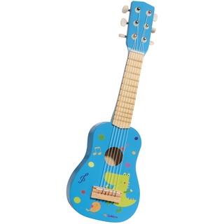 Eichhorn – Gitarre für Kinder – Blaue Kindergitarre, stimmbare Nylonsaiten, Holzspielzeug, mit Dino, Holzgitarre für Jungen und Mädchen ab 3 Jahren