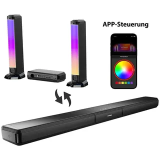 Ultimea Apollo S70 Soundbar 5.0-Kanal (HDMI-ARC/OPT/AUX, 180 W, 3-in-1 Abnehmbarer, mit RGB-Beleuchtung, mit App-Steuerung) schwarz