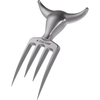 Steak Champ Bull Fork Fleischgabel, 16,5 cm: Massive Serviergabel, Tranchierbesteck, mit Zinklegierung, verchromt, spülmaschinenfest