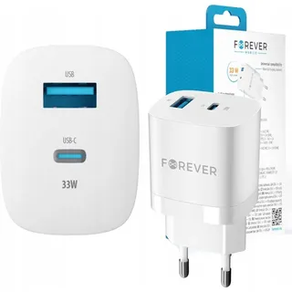 Forever TC-05 GaN PD QC USB-C 1x USB 33W Handy-Ladegerät Weiß
