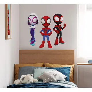 KOMAR Wandtattoo Spidey and His Amazing Friends Trio - Größe 50 x 70 cm - Marvel, Wandsticker, Kinderzimmer, Aufkleber, Bunt