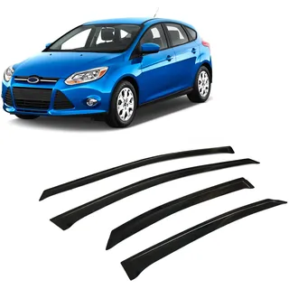 CarJoy Windabweiser Luftabweiser Regenabweiser Seitenfensterabweiser Kompatibel mit Ford Focus III Mk3 2010-2014 Schrägheck Autofenster Regenschutz Regenabweiser Deflektoren 4 Stück