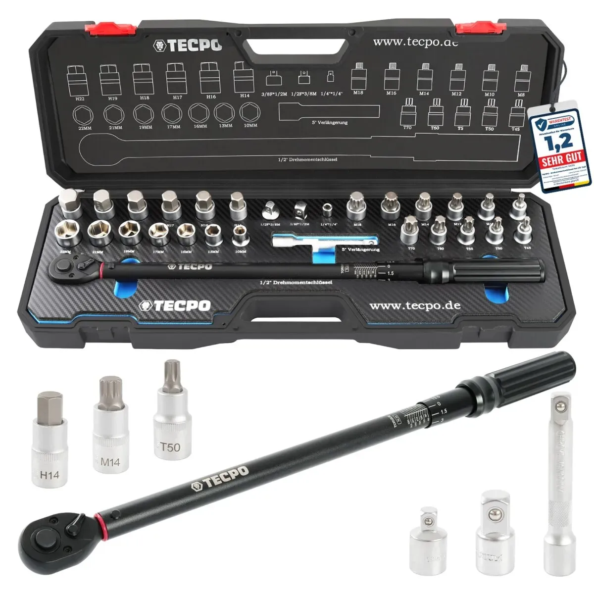 TECPO Drehmomentschlüssel-Satz 1/2" 28-tlg.
