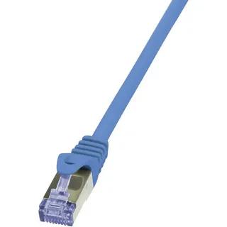 Logilink CQ3066S RJ45 Netzwerkkabel, Patchkabel CAT 6a S/FTP 3.00 m Blau Flammwidrig, mit Rastnasenschutz 1 St.