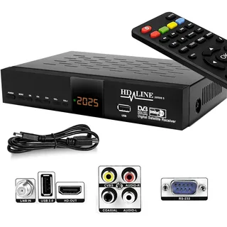 Hd-line 20500 Digitaler Satelliten HD Receiver (DVB-S/DVB-S2, HDMI, AV, 2X USB 2.0, Full HD 1080p, Digital Audio Out) [Vorprogrammiert für Astra, Hotbird und Türksat]