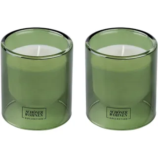 Schöner Wohnen Kollektion Duftkerze Mod. Basil S, 2er Set lebendig, würziger Duft Weiß