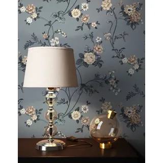 Newroom Vliestapete, Grau Tapete Landhaus Blumen - Blumentapete Beige Weiß Romantisch Floral Blüten Wiese für Wohnzimmer Schlafzimmer Büro, Blumentapete, modern blau