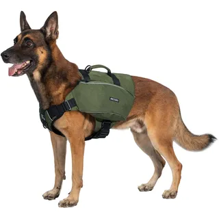 OneTigris CAMELUS Hunderucksack Reißen Camping Wandern Hundebackpack für M/L Größe Hunde (L, Ranger Grün)