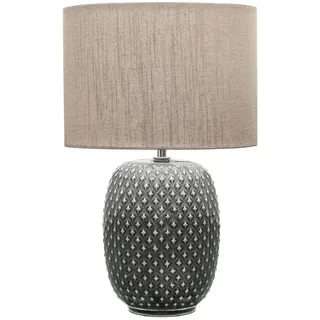 Pauleen Pretty Classy Tischleuchte Keramik Tischlampe mit Stoffschirm hell Beige max60W E27 Dunkelgrau/Beige 230V Keramik