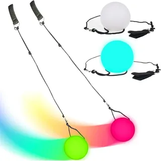 OFKPO 1 Paar LED Glow Poi,Mehrfarbige Nachtleuchtender Poi Leuchtpoi für Bühne Bauchtanz