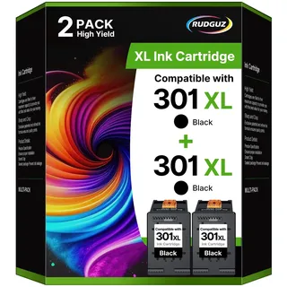 301 XL Druckerpatronen Schwarz Kompatibel für HP 301 Druckerpatronen 301XL Multipack für HP Envy 4500 Druckerpatronen 5530 4504 5534 Deskjet 2540 2544 1510 Officejet 4630 2620 (Schwarz, 2er-Pack)