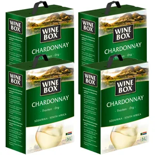 Wine Box Chardonnay, trocken, Bag-in-Box, sortenreines Weinpaket (4x3,0l)