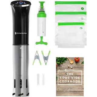 KitchenBrothers Sous Vide Garer - Sous Vide Stick - Sous Vide Stab - Sous Vide Set - Suvit Garer - Suvide Garer - 0 Bis 95°C, Einstellbar Pro 0,2°C - Timerfunktion - Alarm - 1200W