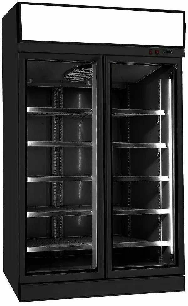 CombiSteel Flaschenkühlschrank mit 2 Glastüren Getränkekühlschrank schwarz Gastro 1000 Liter