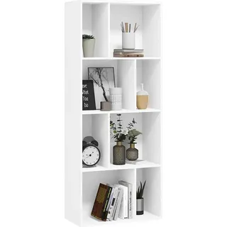Woltu Bücherregal, Regal mit 8 offenen Fächern, Standregal Weiß, Würfelregal, Raumtrenner Regal, Aufbewahrungsregal für Wohnzimmer Küche Büro, 60 x 143,5 x 29 cm,
