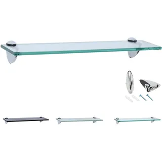 Rapid Teck Glas Wandregal Klarglas transparent 60cm x 10cm - Glasregal mit 8mm ESG Sicherheitsglas - Glasregal perfekt als Badablage Glasablage für Badezimmer - Verschiedene Größen wählbar