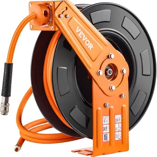 Vevor Druckluftschlauch Schlauchtrommel, 9,52 mm x 19,81 m Hybrid-Luftschlauch, max. 300 PSI, Schlauchaufroller mit automatischem Aufrollen & Zuleitung, für Decken-/Wandmontage für Werkstatt & Garage