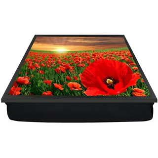 Knietablett mit weichem Kissen, Motiv: Sonnenuntergang, Mohnblumen, Geschenk