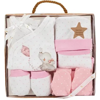 Baby Geschenkset 5 Stücke Für Neugeboren 0-6 Monate - Modell: "Elefantito", rosa