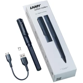LAMY Safari Note+ Digitaler Stift inkl. Laser-Gravur, kompatibel mit verschiedenen iPad Modellen, USB-Ladekabel (Steel Black)