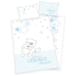 Herding 2485919063 - Baby Best Bettwäsche-Set, Cotton, Blau, 40 x 60 cm, 100 x 135 cm