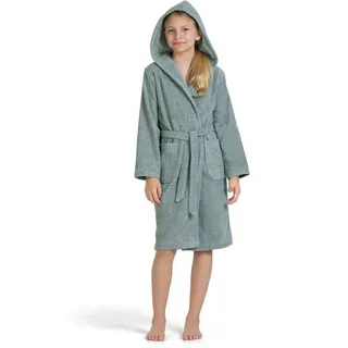 Möve Kinderbademantel Superwuschel, Langform, Kapuze, Gürtel grün 164