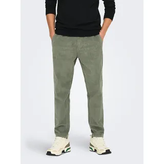 Only & Sons ONSLINUS TAP CORDUROY 0185 PANT Tapered fit 22029790 Castor gray), Normaler Bund Tunnelzug L