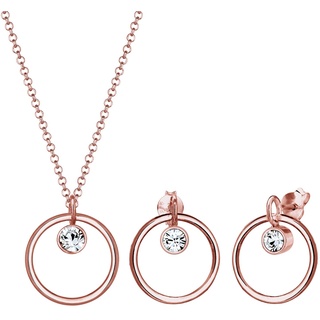 Elli Schmuckset Damen Basic Kreis Anhänger Set Ohrhänger mit Kristallen in 925 Sterling Silber