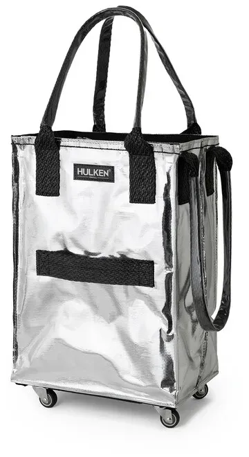 Shopper mit Rollen, small Hulken Bag Hulken silberfarben, Designer Alex & Yoni Sheleq, 36x56x23 cm