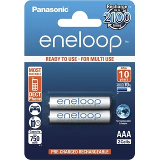 1x2 Panasonic Eneloop Micro AAA 750 mAh DECT   BK-4MCCE/2DE