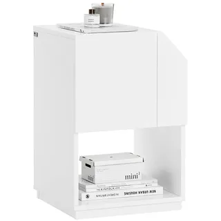 SoBuy Nachttisch Weiß Holzwerkstoff, 40x60x40 cm, Schlafzimmer, Nachttische