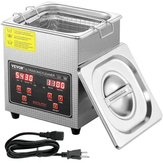 Vevor Ultraschallreiniger Ultraschall Edelstahl-Reinigungsgerät W, 2 L Ultraschallreinigungsgerät mit Digitaler Anzeige 0-30 Min, Reinigung Ultraschall für Schmuck, Brillen, Uhren usw.