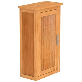 Eisl Hängeschrank Bambus, Badezimmerschrank schmal für die Wand,