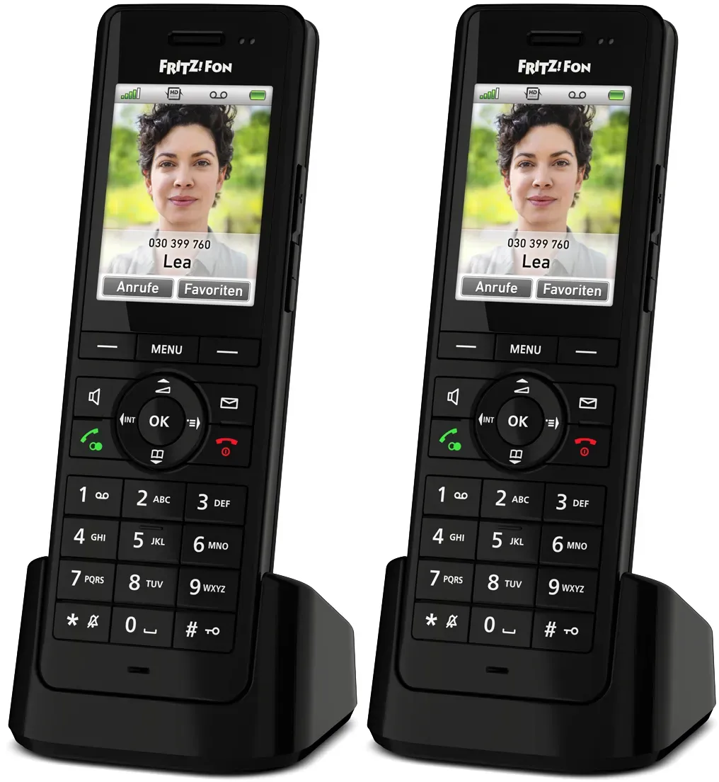 2er Pack FRITZ!Fon X6 Schwarz Schnurloses Telefon mit Farbdisplay
