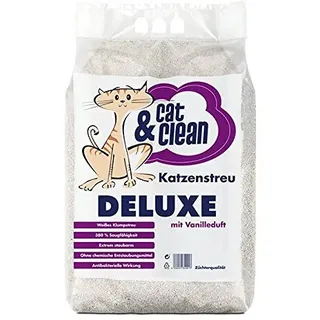 Cat & Clean Katzenstreu Der Extraklasse Klumpendes Einstreu Extrem Saugfähig Naturprodukt Aus Bentonit 30Kg (Deluxe Vanille)