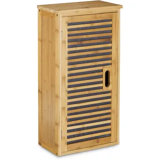 Relaxdays Badezimmer Hängeschrank Bambus, 2 Ablagen mit Einlegeboden, Badschrank HxBxT: 66 x 35 x 20 cm, natur